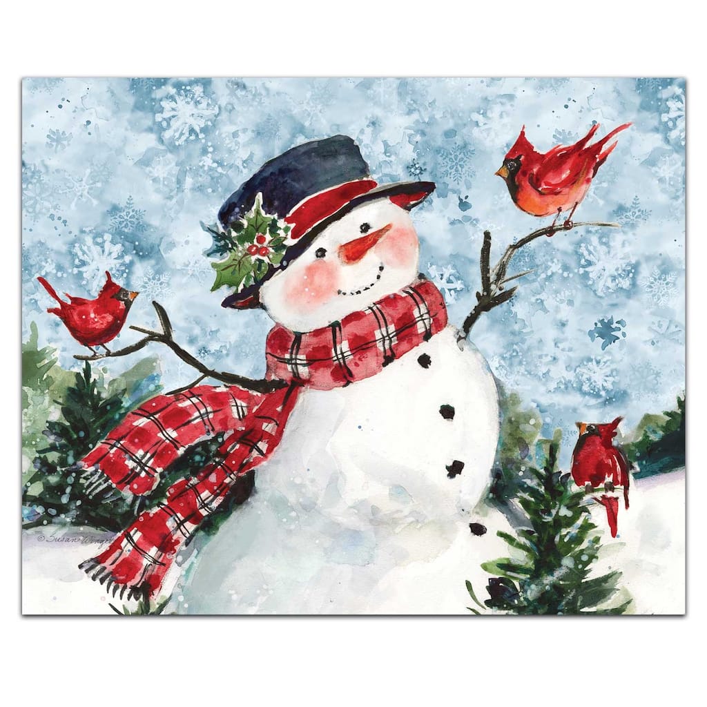Counterart Glass Cutting Board Counter Saver 10" x 8" - Watercolor Snowman - 10x8x.118