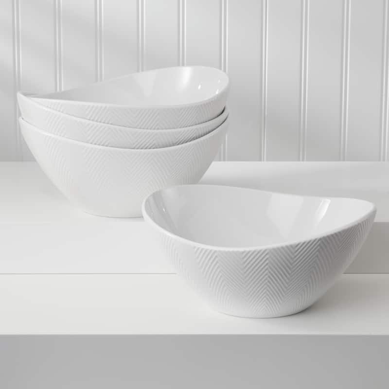 Euro Ceramica Highlands White Porcelain 3 Piece / 4 Piece Serving Bowl Set