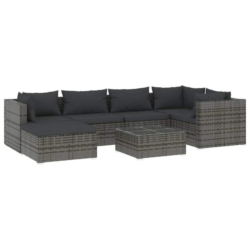 vidaXL Patio Lounge Set Outdoor Sectional Sofa Set Table Garden Poly Rattan - 27.6" x 27.6" x 23.8"