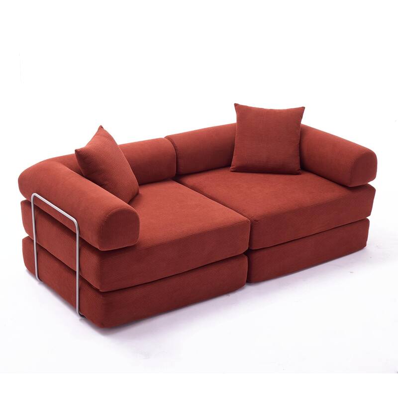Modular Couch Sofa Bed, Convertible Design with Removable Armrests,Folding Mattress Couch for Small Spaces ,No Assembly