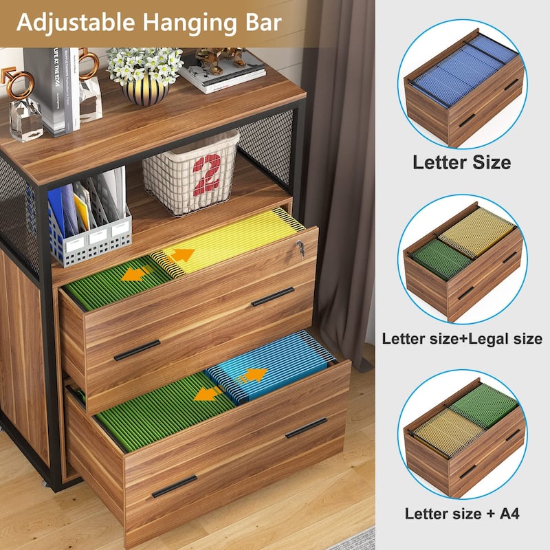 2 Drawer File Cabinet with Lock, Lateral Filing Cabinet