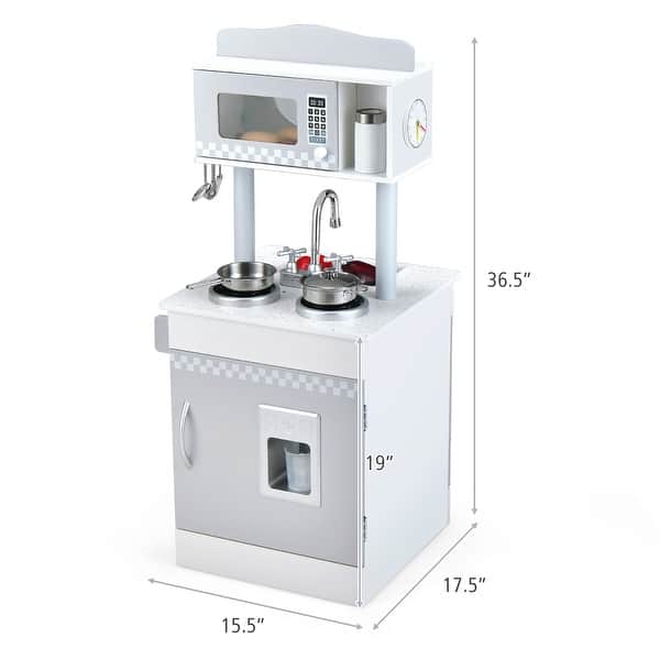 Kids Kitchen Play Set Pretend Wooden Play Kitchen with Ice Dispenser