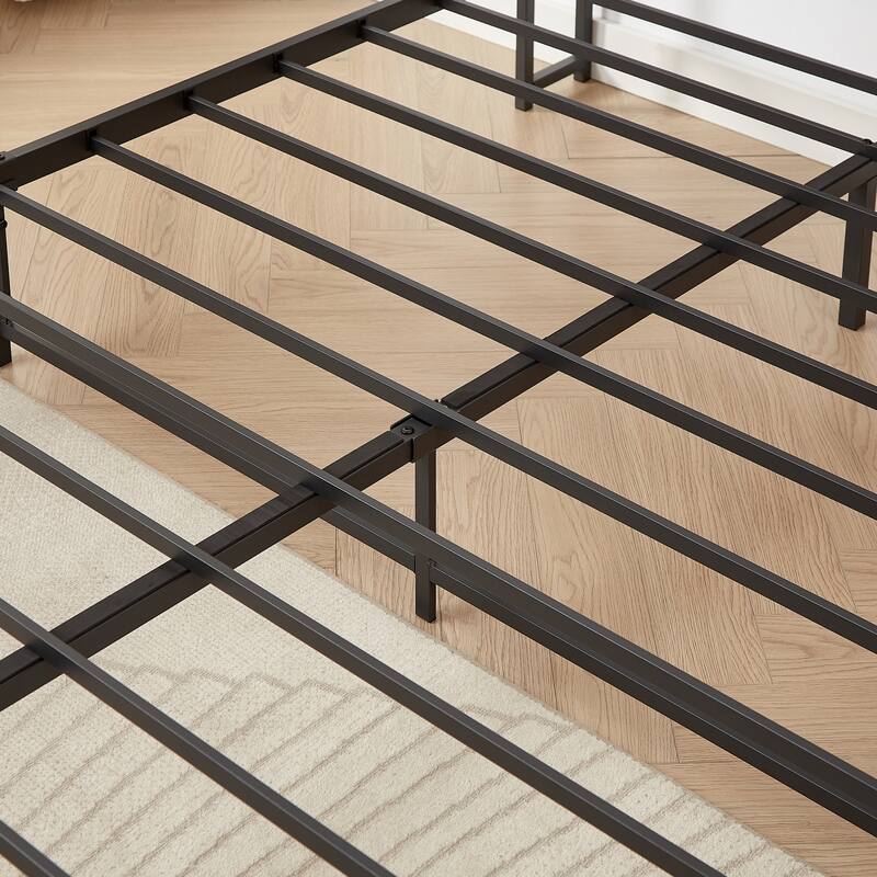 Platform Bed with 2 USB Ports, Power Outlets, and Storage Headboard - 1000 LB Capacity.
