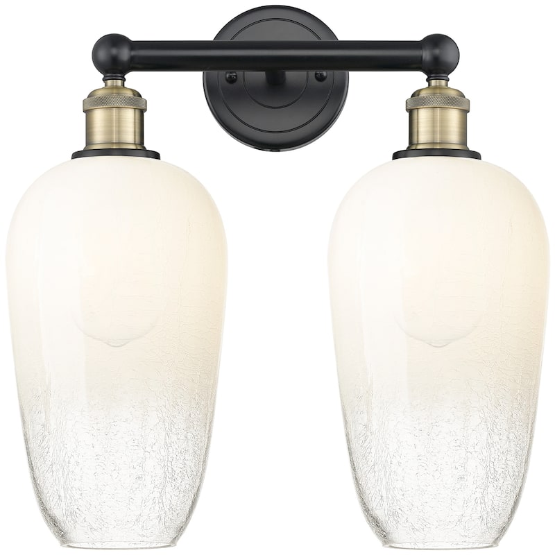 Innovations Lighting 616-2W-18-16 Brookhaven Flute Vanity Brookhaven - Black Antique Brass / Opal