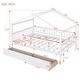 preview thumbnail 31 of 40, Full Size Wooden House Bed with Two Drawers and Roof for Kids, Boys and Girls, Bedroom