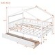 preview thumbnail 3 of 12, White Full Size Wooden House Bed with Two Drawers and Roof for Kids, Boys and Girls, Bedroom