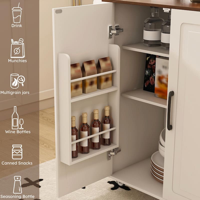Kitchen Island Cart with Wheels, Drop Leaf & Storage