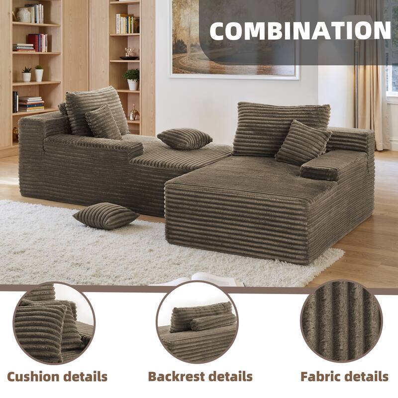 Upholstered Cloud Sectional Couch No Assembly Required L-Shape Chaise with Pillow
