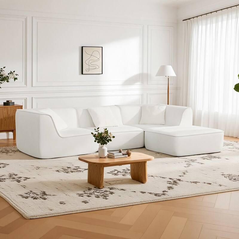Spruce & Spring Compressed Modular Sectional Boneless Sofa for Living Room - Cream