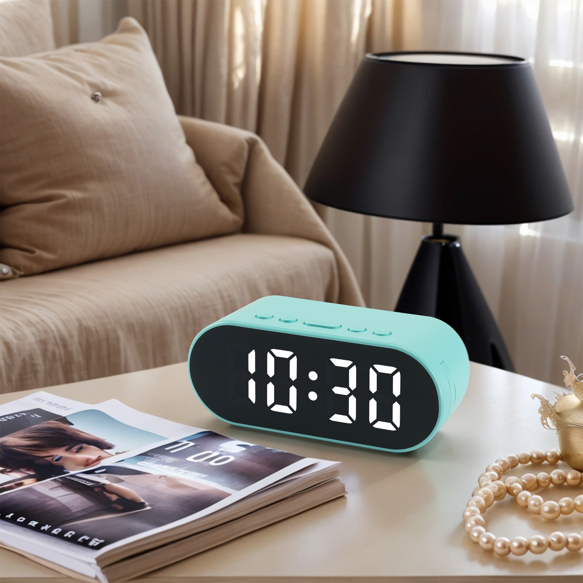 Compact Digital Alarm Clock, Small Size, Adjustable Volume, Dual Alarms, Ideal for Travel/Office - 4.1"L x 1.6"W x 1.6"H