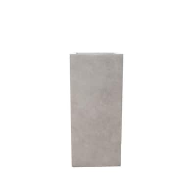 Kante Lightweight Durable Modern Tall Square Outdoor Planter, 28 Inch Tall, Weathered Concrete