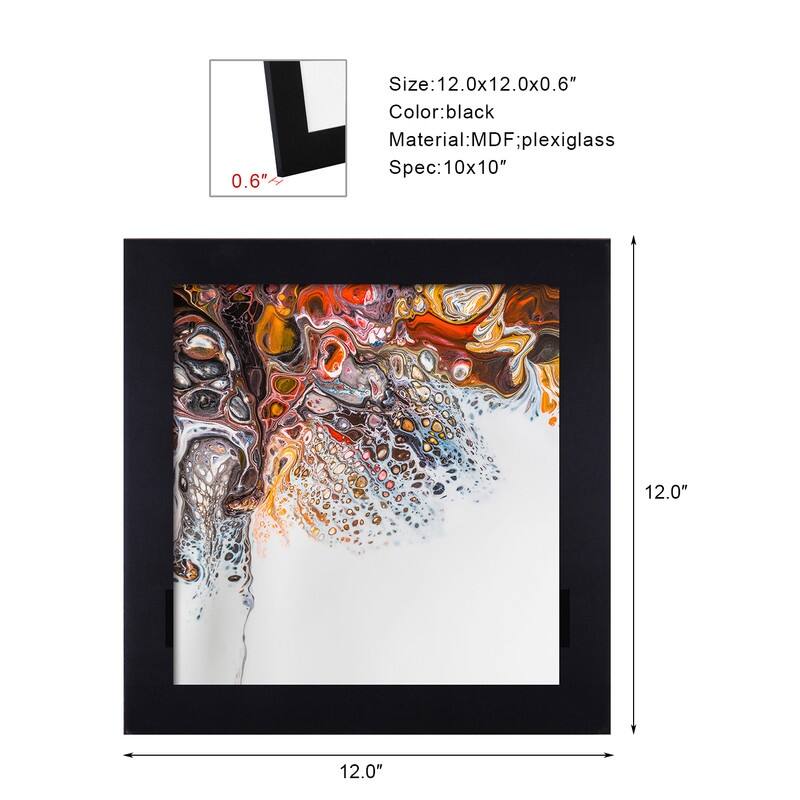 Adeco Decorative Black Wood Wall Hanging 10 x 10-inch Photo Frame