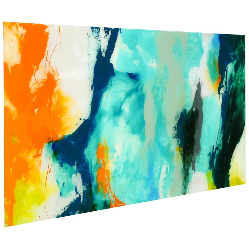"Tidal Abstract 2" Frameless Free Floating Tempered Glass Panel Graphic Wall Art