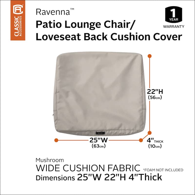 Ravenna® Patio Back Cushion Slip Cover, 25"L x 22"W x 4"T