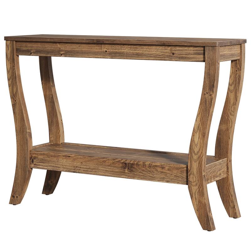 Solid Wood Console Table with Storage, Entryway Table with Shelf, Wooden Sofa Table for Living Room, Hallway, Foyer