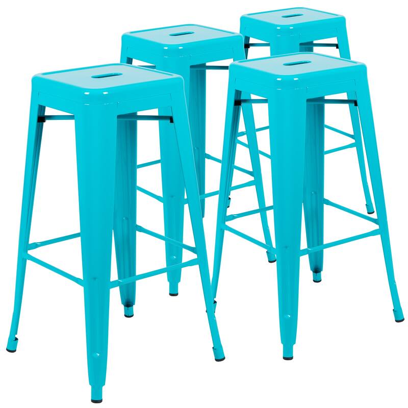 Metal 30-inch High Indoor Stackable Bar Stool (Set of 4)