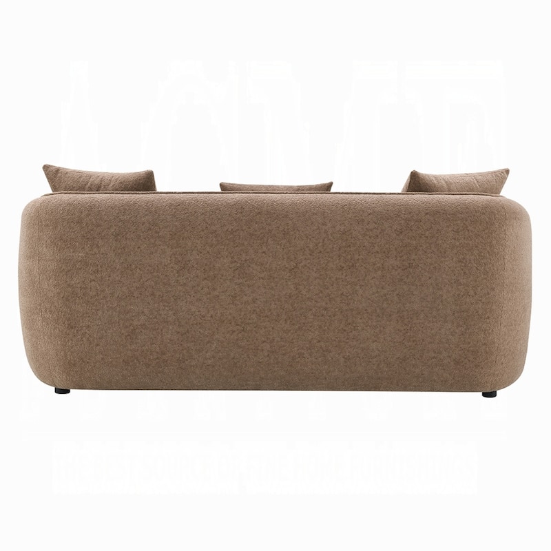 Keina Sofa, 3 Accent Pillows, Modern Soft Brown Chenille, 79 Inch