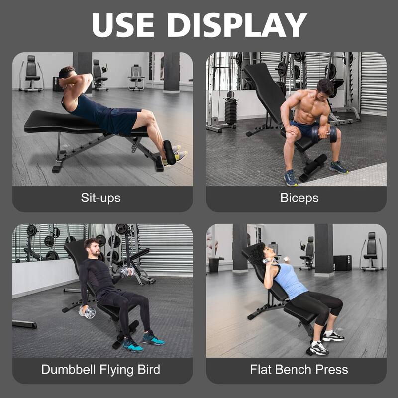 Weight Bench for Full Body Workout, Adjustable Strength Training Sit-up Chair