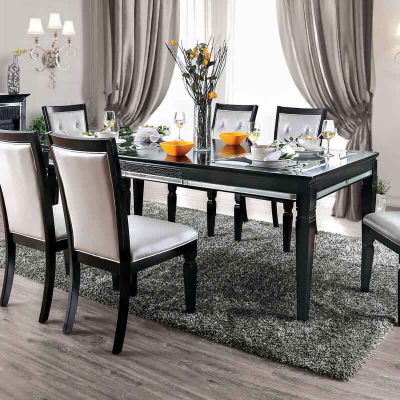 Silver Orchid Amann Contemporary Black 84-inch Glass Top Dining Table