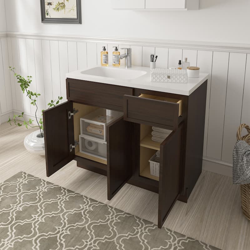 Vanity Art 39" Oak Freestanding Bathroom Vanity Cabinet without Top