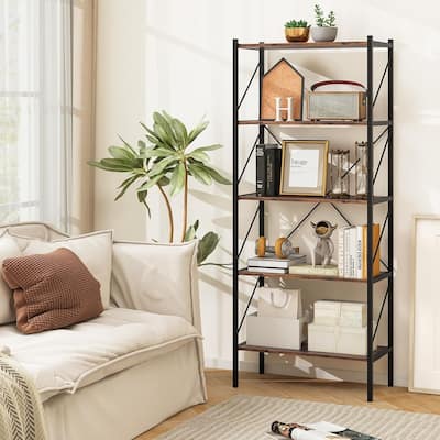 1/2 PCS 5-Tier Bookshelf 63" Tall Bookcase with Open Shelves