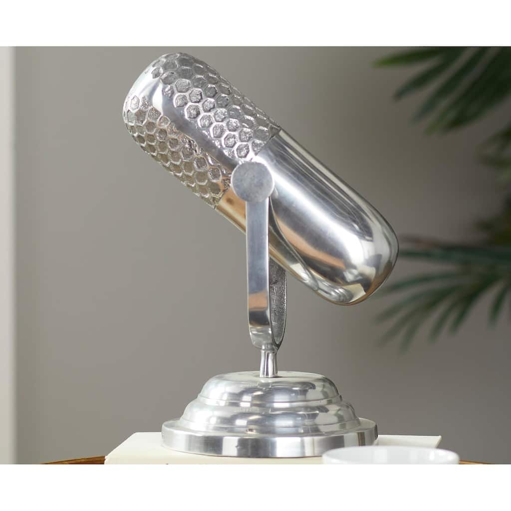 Silver Aluminum Metal Microphone Decorative Sculpture