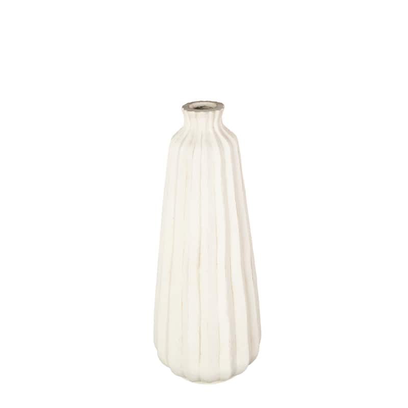 Magnesium Oxide Vase with Carved Grooves - Cream - Roche River Decor