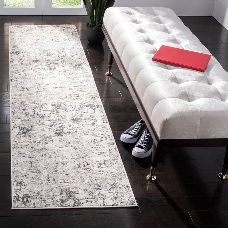 SAFAVIEH Vogue Teresa Modern & Contemporary Abstract Beige/Charcoal Rug - 2' x 8' Runner - Beige/Charcoal