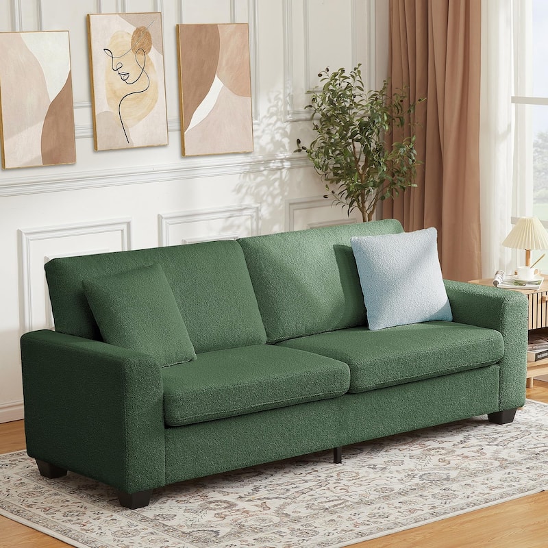 83' Comfy Cloud Couch, Modern 3 Seater Deep Seat Sofa - Green