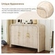 preview thumbnail 6 of 8, Retro Minimalist Curved Sideboard with Gold Handles and Adjustable Dividers (Natural Wood Wash)