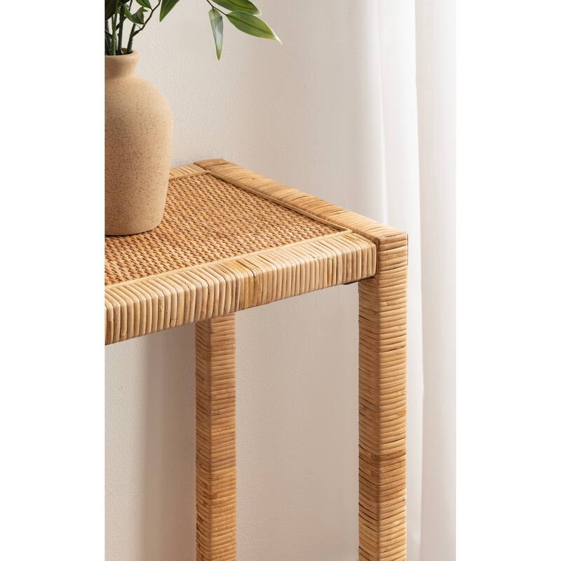Kate and Laurel Raffina Rattan Console Table - 36x12x30