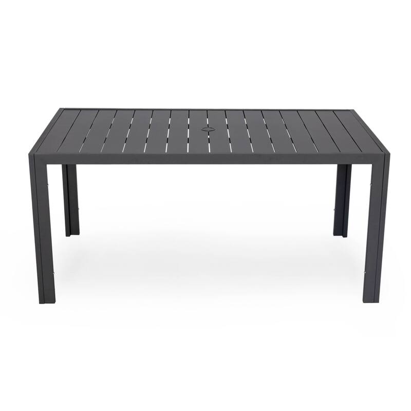 7-Piece Outdoor Dining Set in Black Aluminum Chelsea Series by LeisureMod