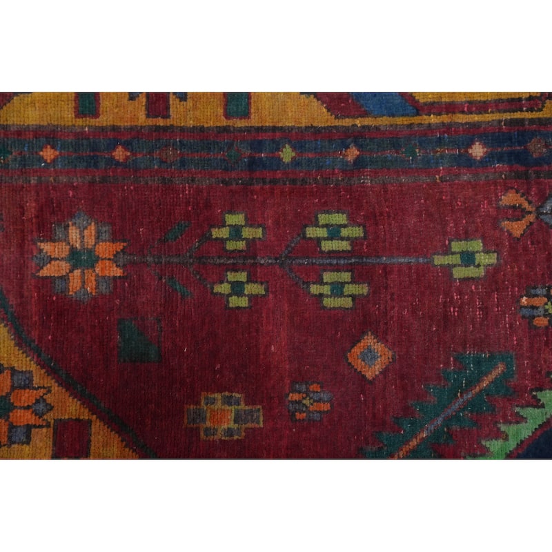Hand Knotted Oriental 100% Wool Carpet Traditional Tribal Red Tabriz Runner Rug - 11' 6'' X 3' 8''