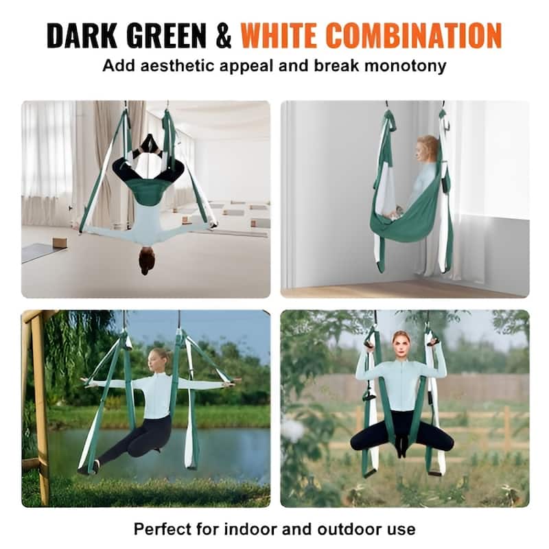 Yoga Hammock Swing for Inversion, Aerial Sling Kit with Mount Hooks - 2.73 x 1.64 yards