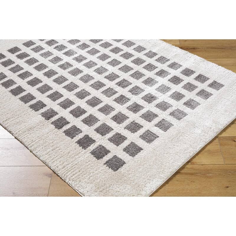 Livabliss Scandinavian Fossay Shag Checkered Washable Area Rug