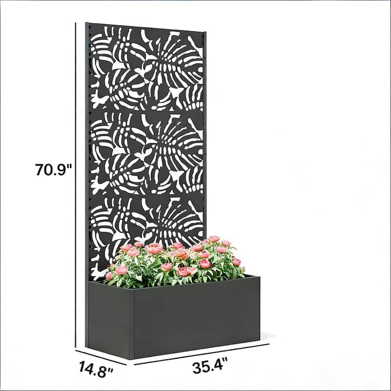 Trellis Screen Planter Box with Drainage for Vegetables, Flowers Vines
