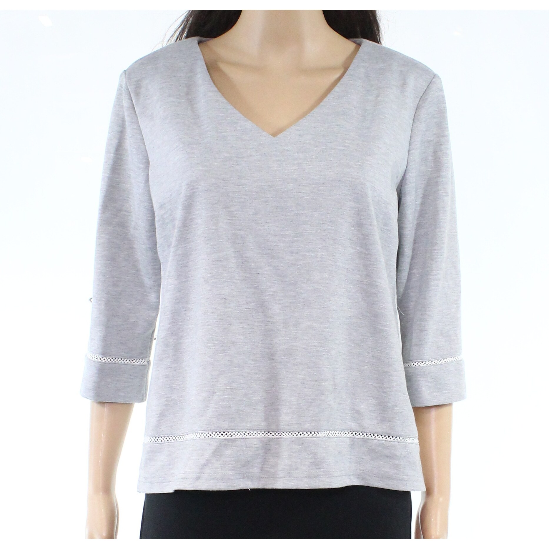 Shop Market Spruce Womens Blouse Gray Cream Size Medium M