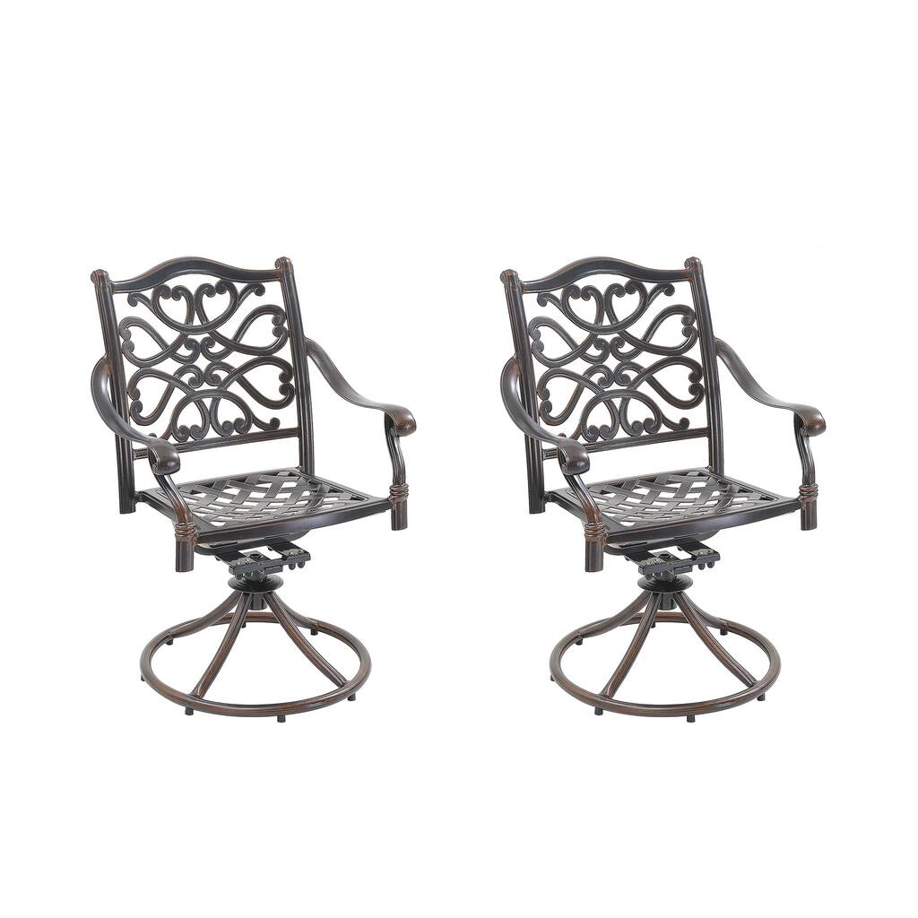 Set of 2 Cast Aluminum Swivel Bar Stools