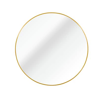 Gold 32 in. W x 32 in. H Metal Frame Round Mirror, Bathroom Mirror, Decorative Mirror