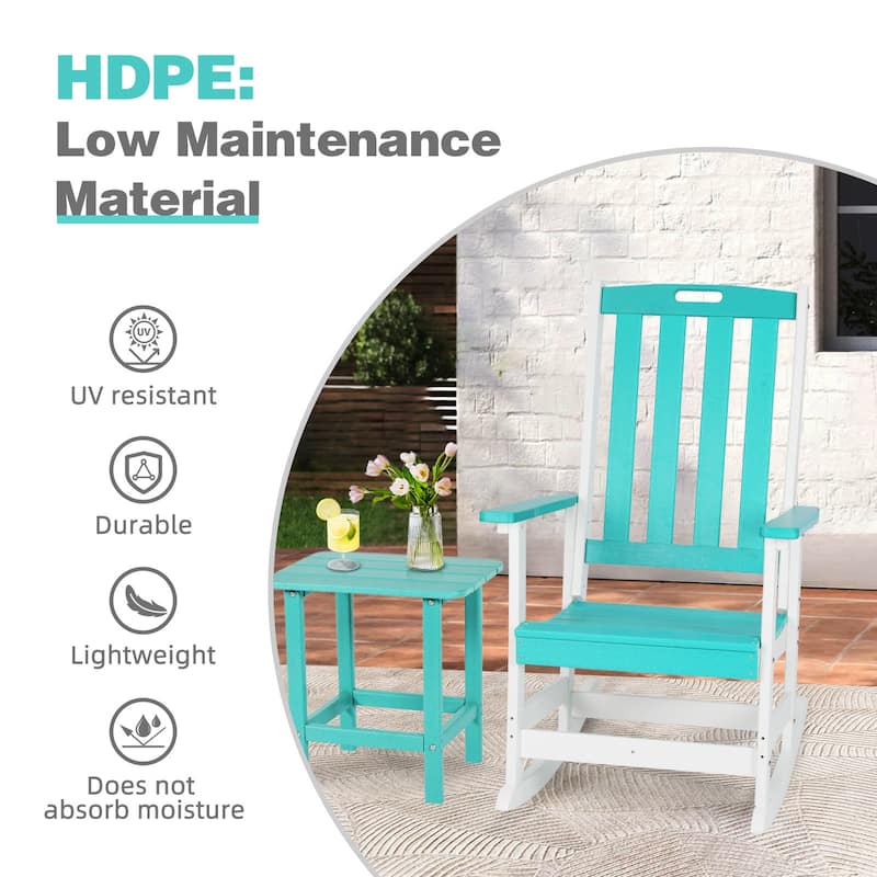Aoodor Outdoor Rocking Chair, Ergonomic HDPE Rockers with All-Weather Design for Patio or Porch - N/A