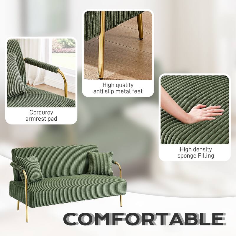 Ouyessir Upholstered Loveseat, Tufted Back Couch, Accent Armchair with 2 Pillows