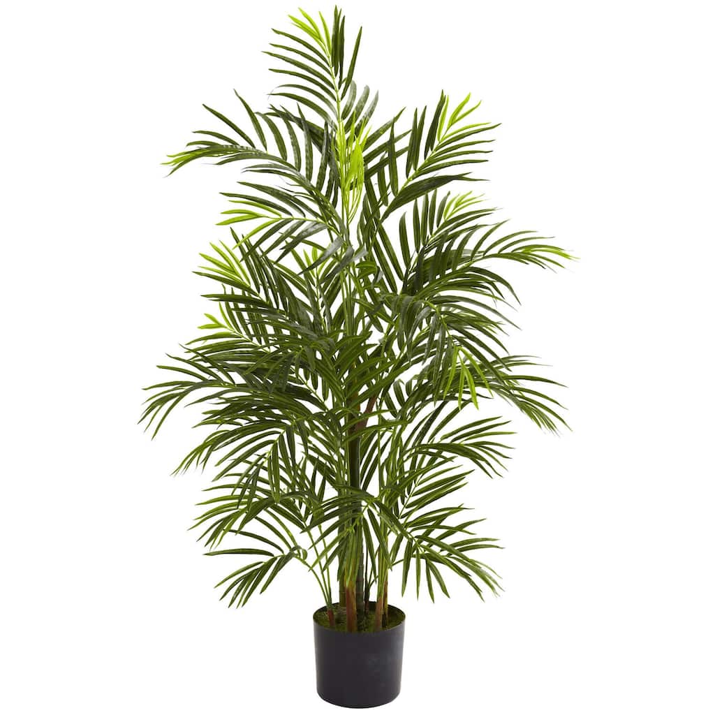 Southwestern Palm Tree - Indoor Outdoor Decor, 42" Decorative Tree, UV Resistant, Multiple Trunks, Living Room, Patio - 3.5ft.