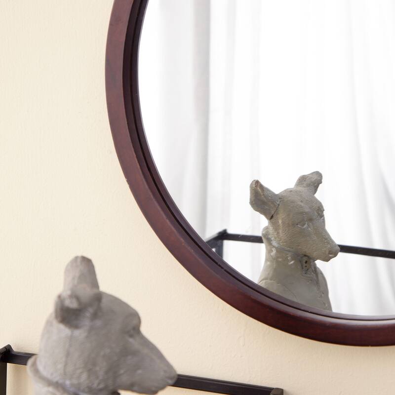20" x 20" Circle Wall Mirror with Wooden Frame