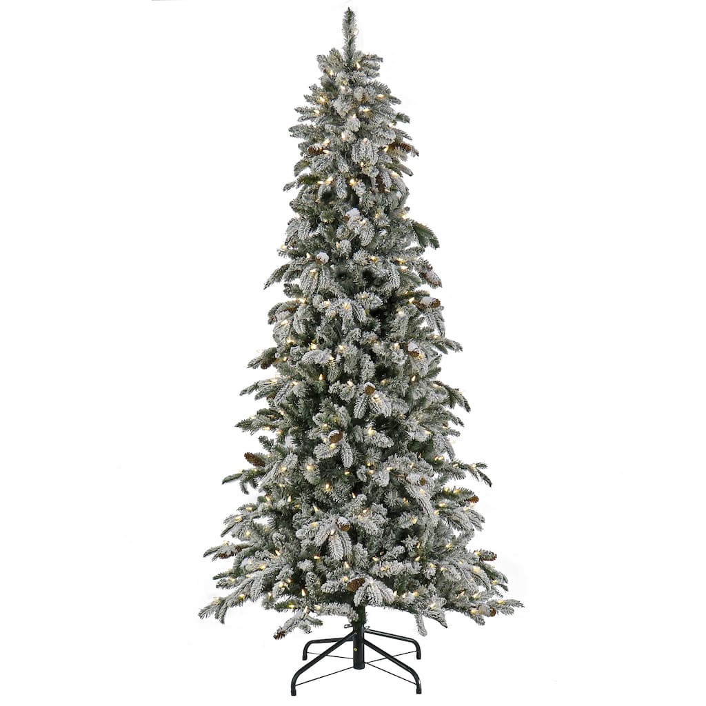 National Tree Company 7.5 ft. Pre-Lit Snowy Vintin Fir Tree with LED Lights - 7.5 Foot