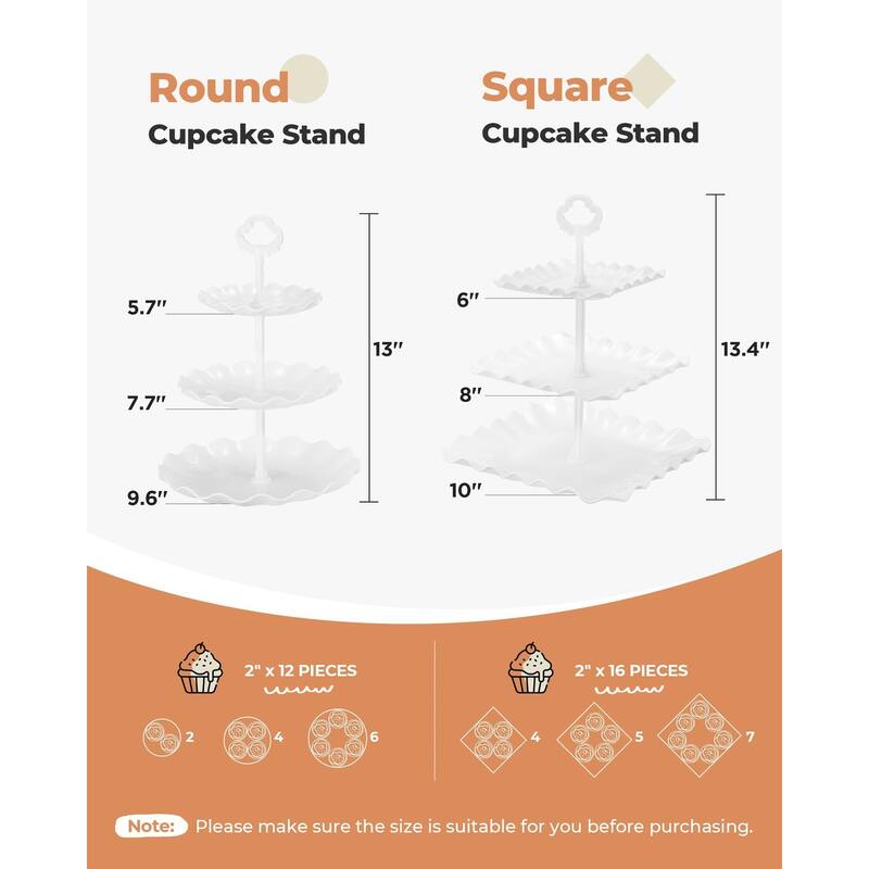 10pcs Dessert Table Display Set, 3 Tiered Cup Cake Holder Tower Stand & Cookie Serving Trays