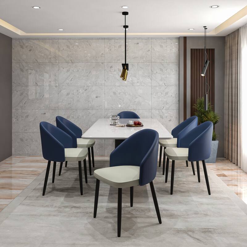 Upholstered Dining Chair in Leather/Fabric/Boucle with Wood Legs Set of 4 Paradiso Collection