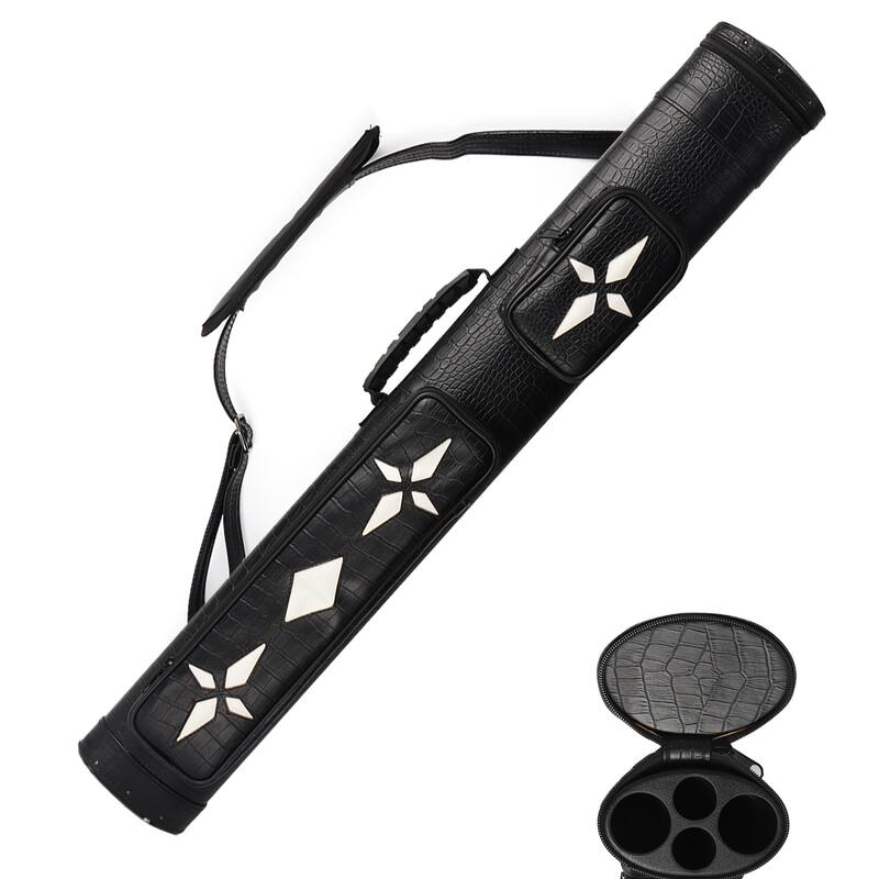 GSE™ 2x2 Oval Deluxe Hard Billiard Pool Cue Stick Carrying Case, Billiard Cue Case Holds 2 Butts/2 Shafts (4 Colors) - White Stars
