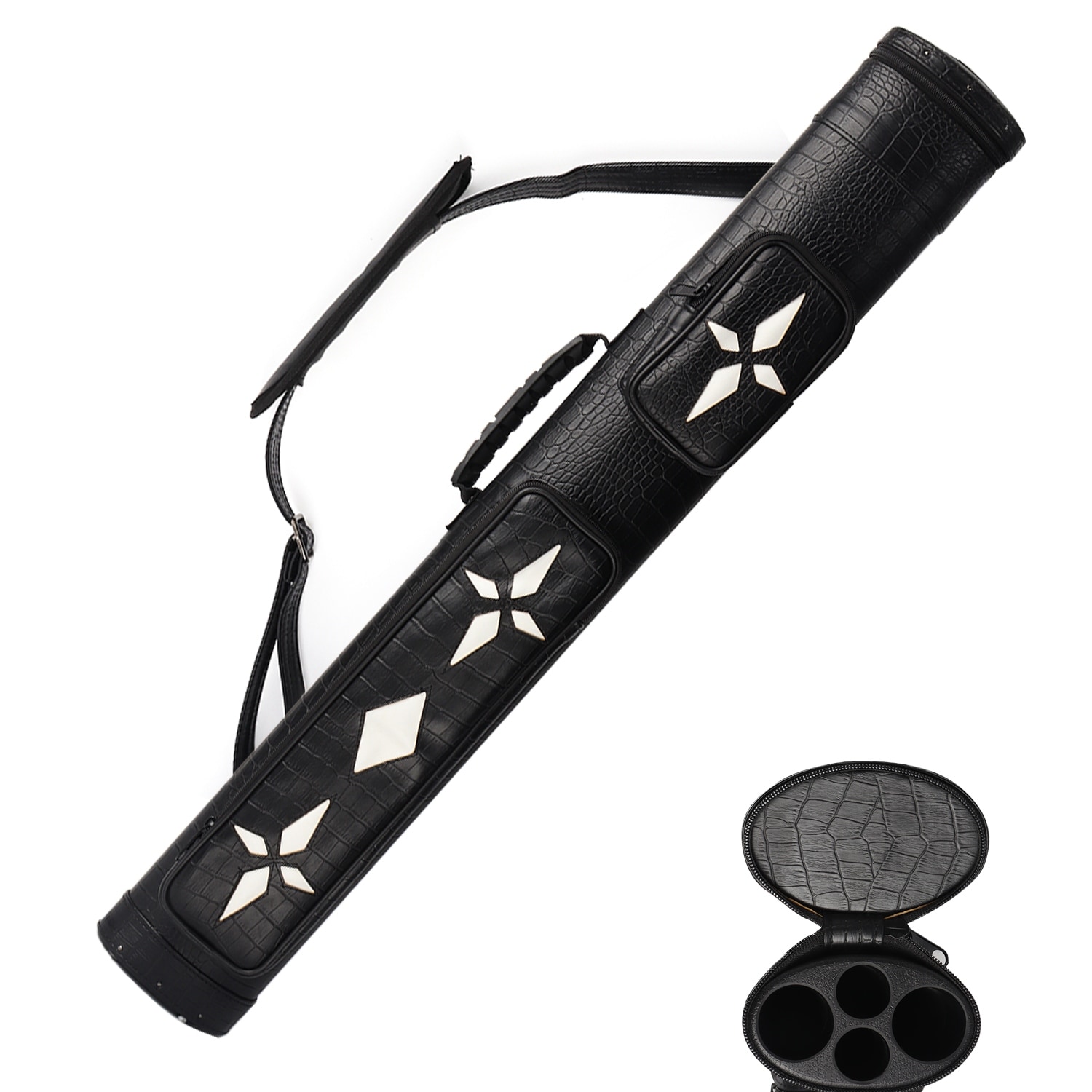 GSE™ 2x2 Oval Deluxe Hard Billiard Pool Cue Stick Carrying Case, Billiard Cue Case Holds 2 Butts/2 Shafts (4 Colors)