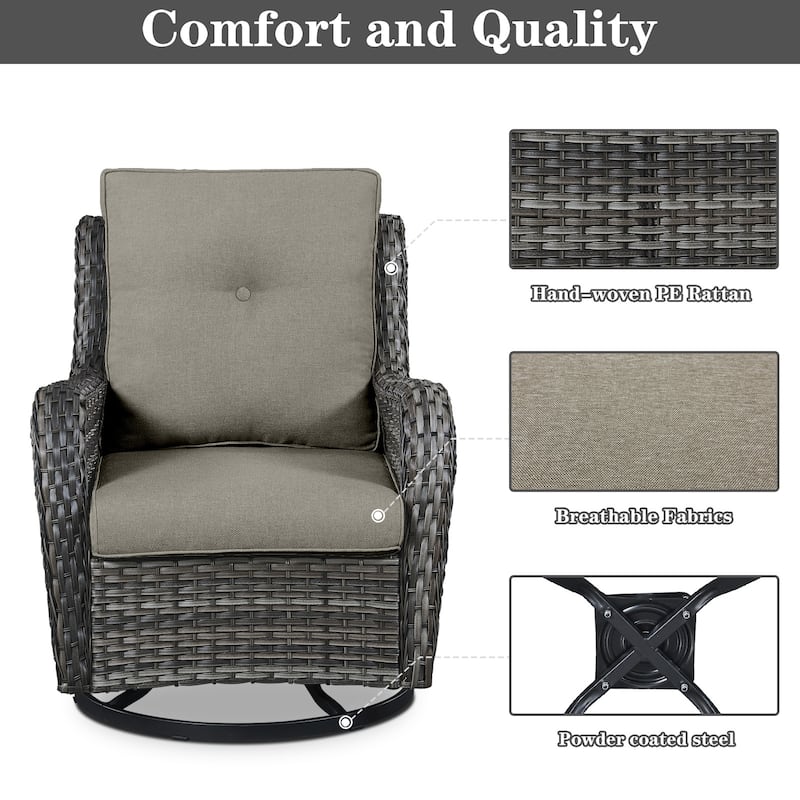 Pocassy Outdoor Wicker Glider Swivel Club Chairs (Set of 2)