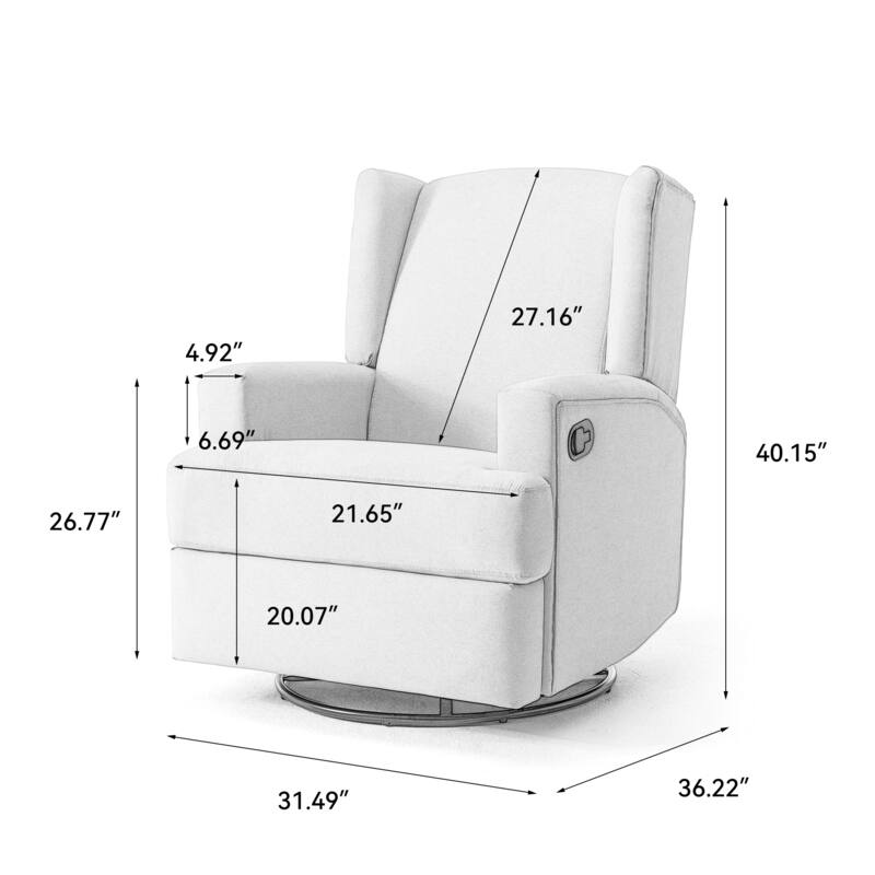 Swivel Wingback Glider Rocker Nursery Recliner Chair